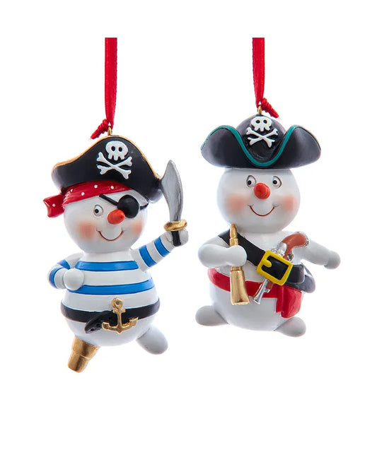 Beach Pirate Snowman Ornament