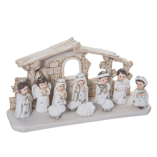 Silver Child Nativity Set of 12