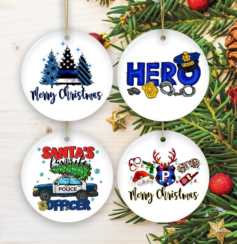 Police Officer Ornament Set of Four