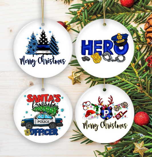 Police Officer Ornament Set of Four