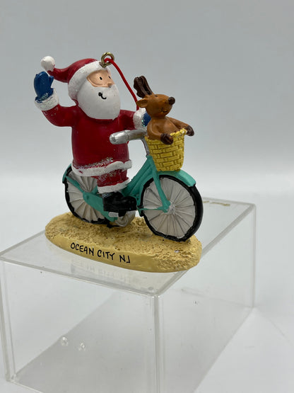 Santa Riding Bicycle Ornament