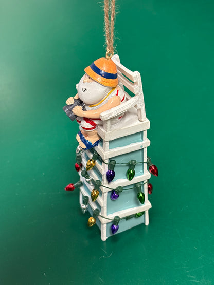 Santa on Lifeguard Stand Ornament