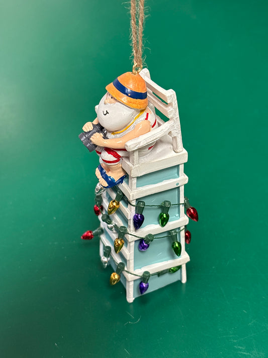 Santa on Lifeguard Stand Ornament