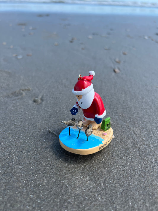 Santa W/ Sand Pipers Ornament