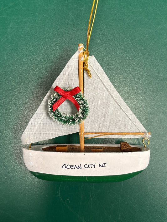 Green Bottom Wood Sail Boat