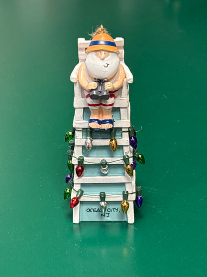Santa on Lifeguard Stand Ornament