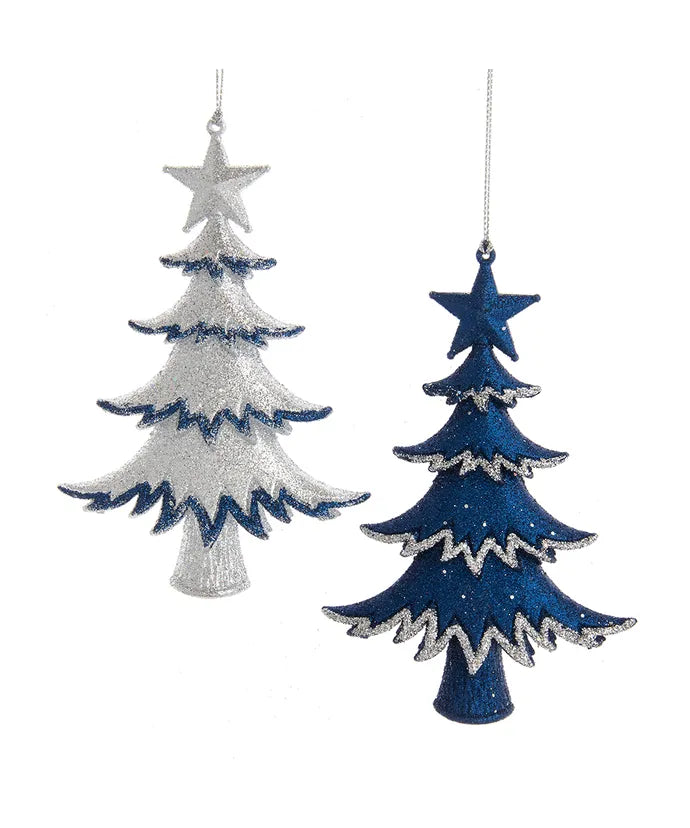 White Glitter Tree or Blue Glitter Tree Ornament