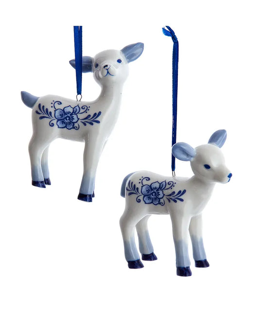 Delft Blue Baby Deer Ornament