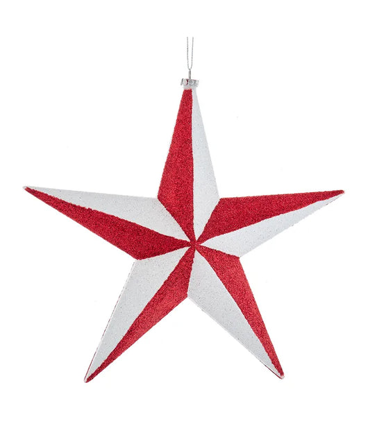 Red/White Glitter Star Ornament