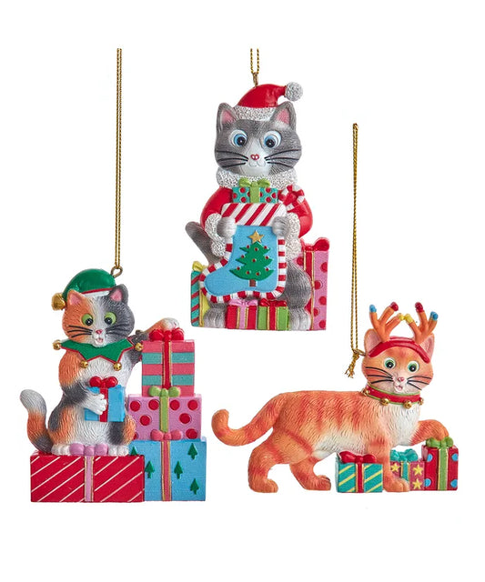 Cat With Gift Boxes Ornament