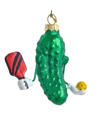 Pickleball Cucumber Glass Ornament