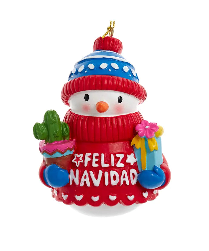 Feliz Navidad Snowman Ornament