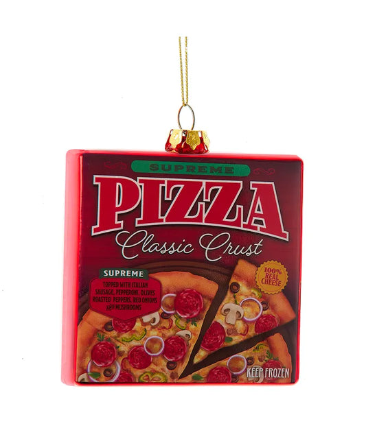 Pizza Box Glass Ornament