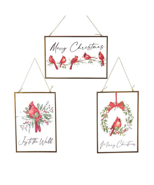 Cardinals Perch Glass Ornament