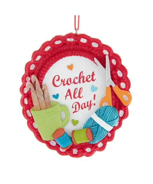 Crochet All Day Sign Ornament