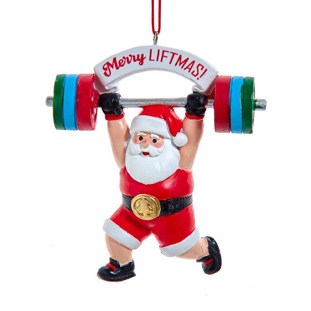 Weightlifting Santa Ornament