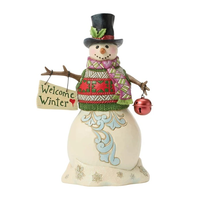 Snowman w/ Hanging Sign Figurine