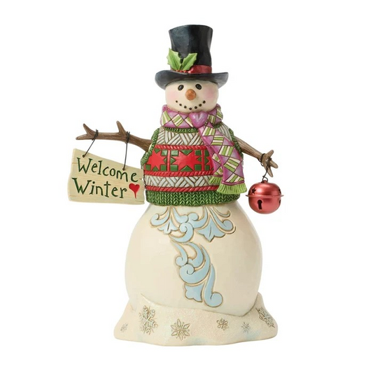 Snowman w/ Hanging Sign Figurine