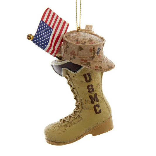 USMC Boot w/ Flag Ornament
