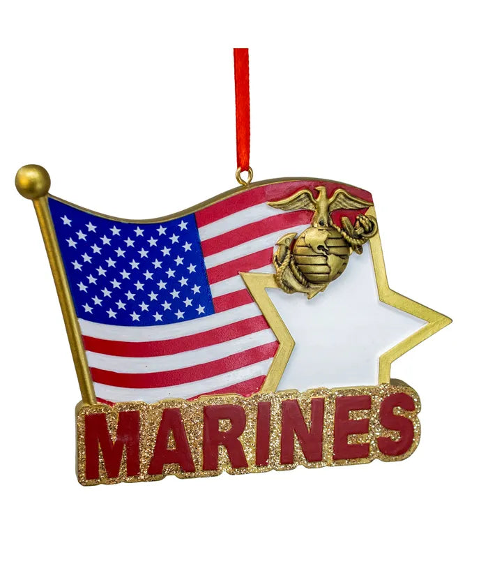 U.S. Marines Star With Flag Ornament