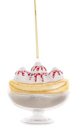 Banana Split Glass Ornament