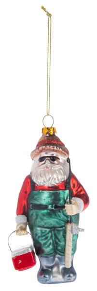 Santa Fishing Glass Ornament