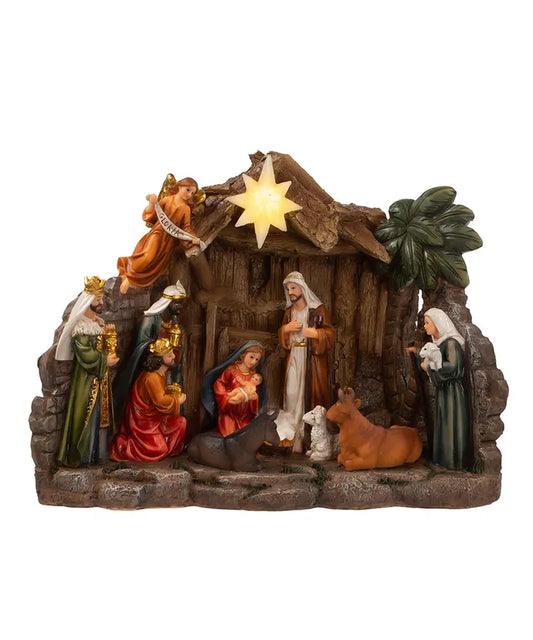 Lit Nativity Scene