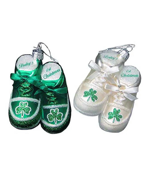 Irish Baby Shoes Glass Ornament