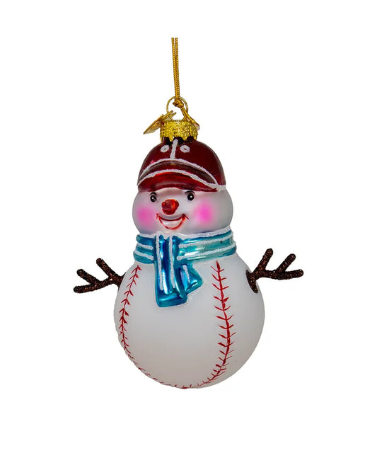 Baseball Snowman Ornament