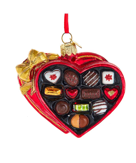 Heart Box of Chocolates Glass Ornament