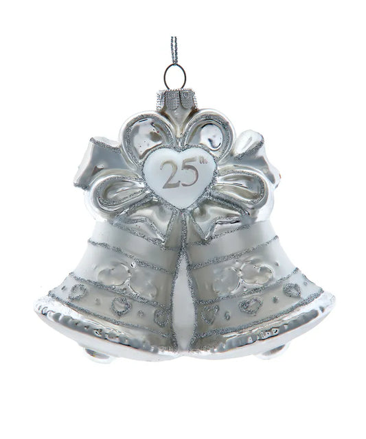 25th Anniversary Bell Glass Ornament