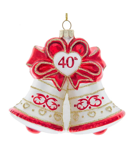 40TH Anniversary Bell Glass Ornament
