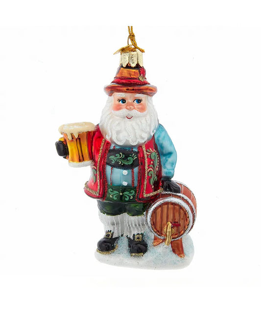 German Beer Santa Glass Ornament