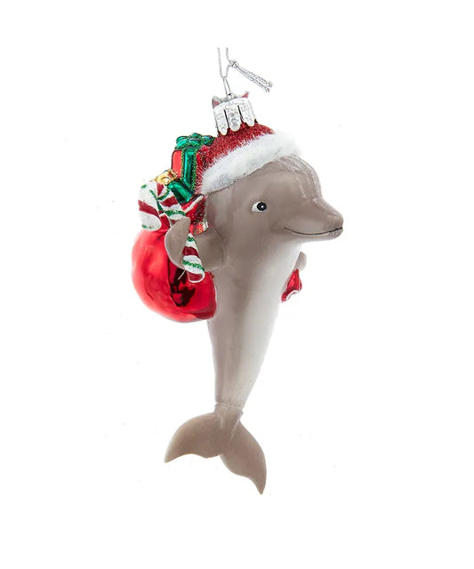 Dolphin With Santa Hat Ornament