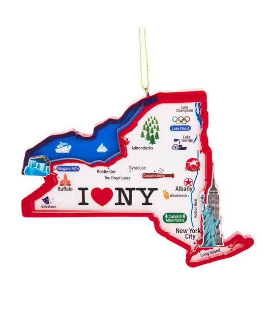 I Love NY Map Ornament