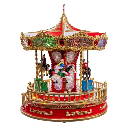 Lit Musical Santa Carousel Decor