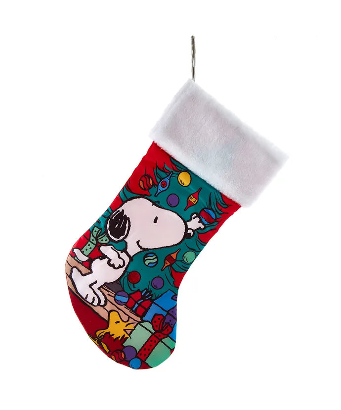 Snoopy Decorating Tree Christmas Stocking