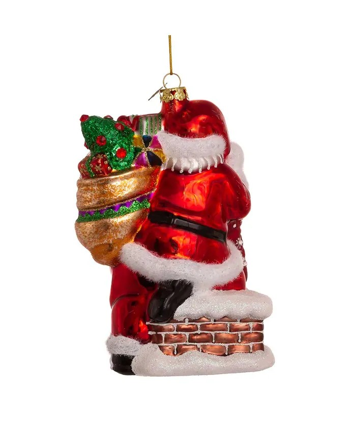 Santa Chimney NBG Swarovski Glass Ornament