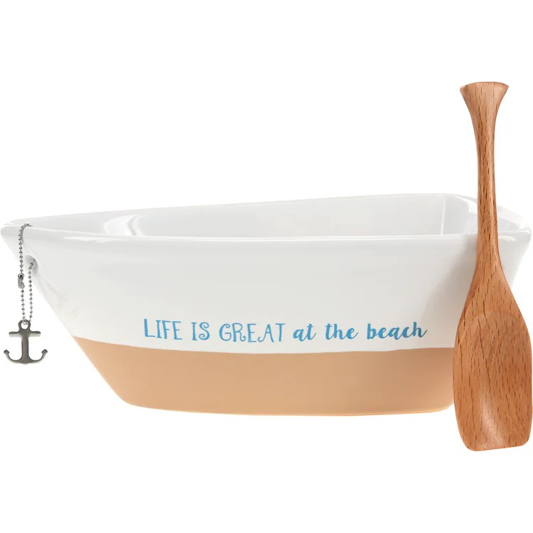 Boat Serving Dish With Oar