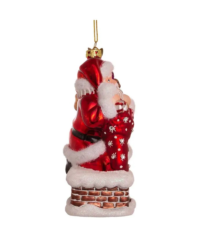Santa Chimney NBG Swarovski Glass Ornament
