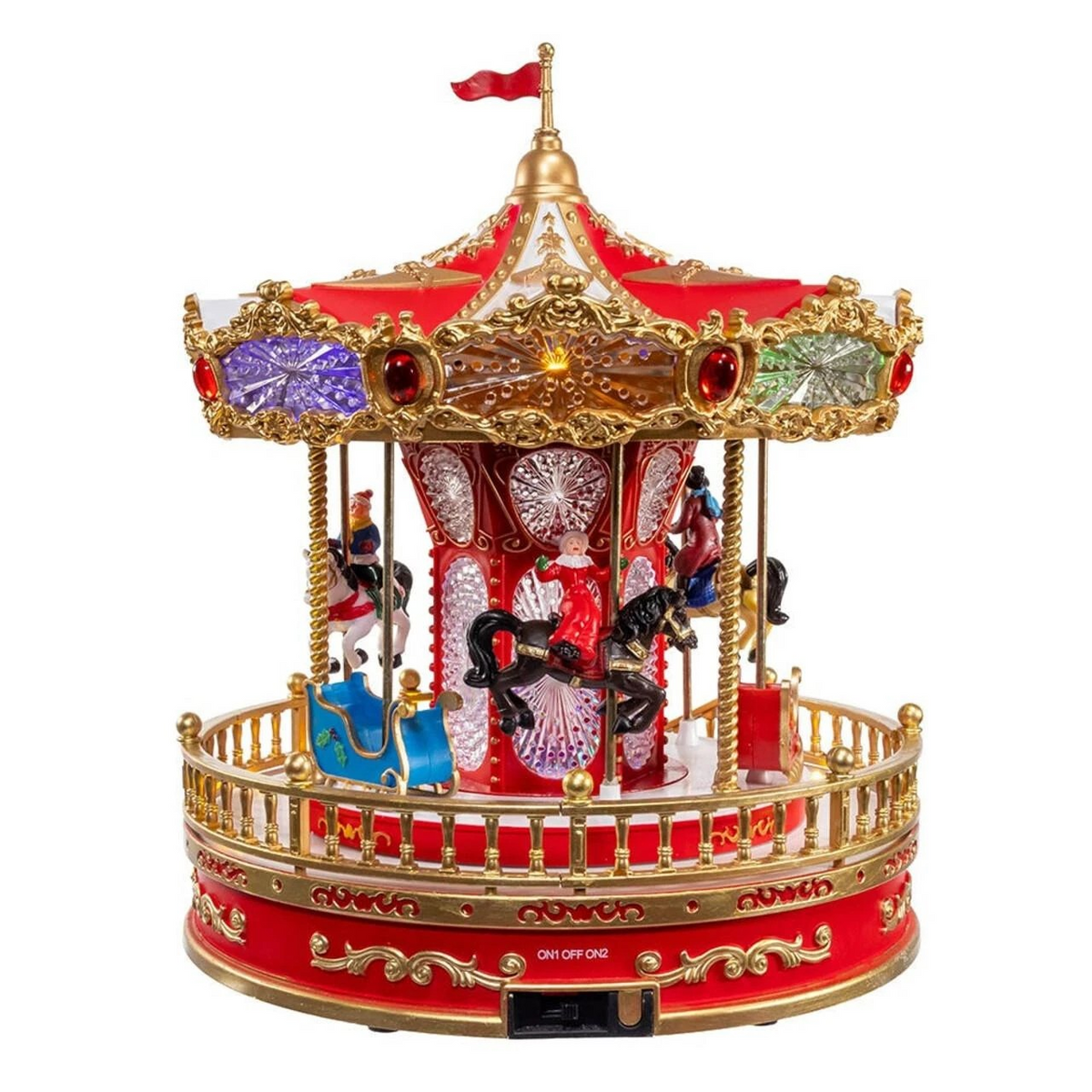 Lit Musical Santa Carousel Decor