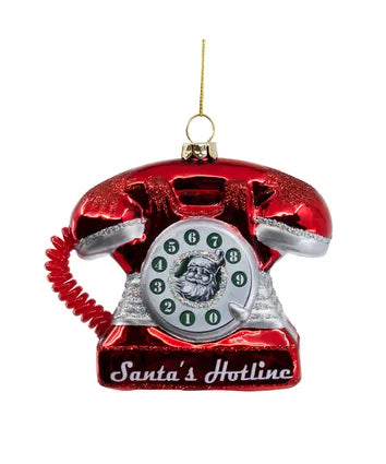Santa's Hotline Phone Glass Ornament