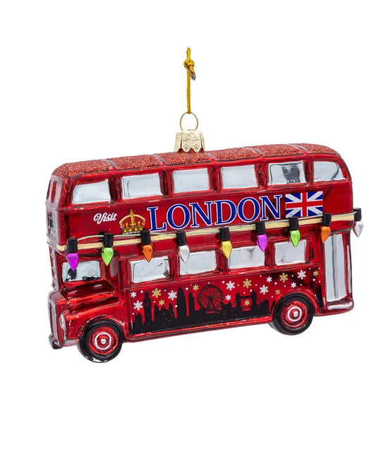 London Bus Glass Ornament