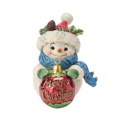 Mini Snowman Holding Ball Figurine