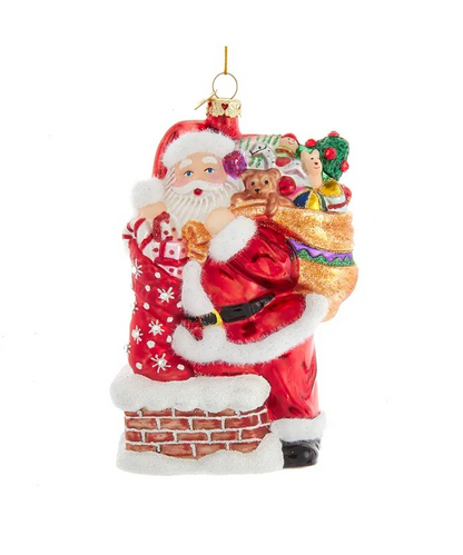 Santa Chimney NBG Swarovski Glass Ornament