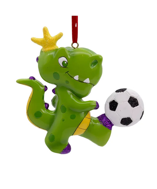 Dinosaur Soccer Kids Rule Ornament