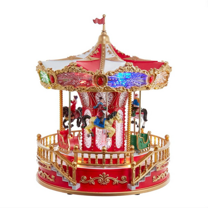 Lit Musical Santa Carousel Decor