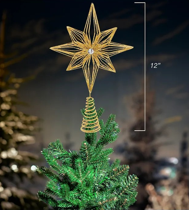 Gold Glitter Star Tree Topper