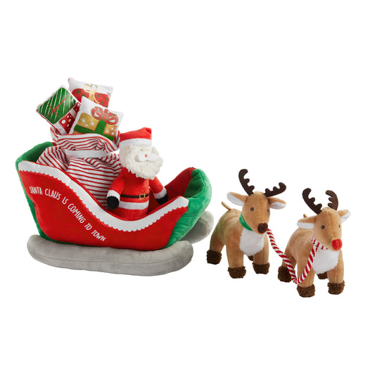 Santa Sleigh Plush Set