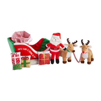 Santa Sleigh Plush Set